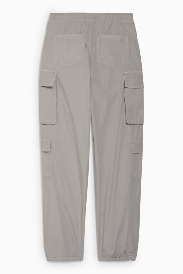 Damen - Cargohose - Mid Waist - Relaxed Fit - hellgrau