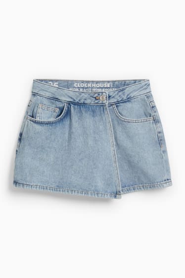 Femmes - CLOCKHOUSE - jupe-short en jean - high waist - jean bleu clair