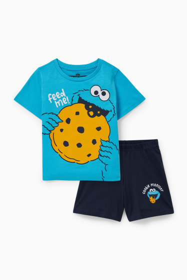 Kinderen: jongens - Sesamstraat - shortama - 2-delig - blauw