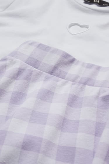 Children - Set - short sleeve T-shirt and skirt - 2 piece - white