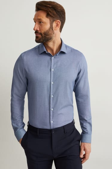 Hombre - Camisa de oficina - slim fit - kent - cutaway - de planchado fácil - azul