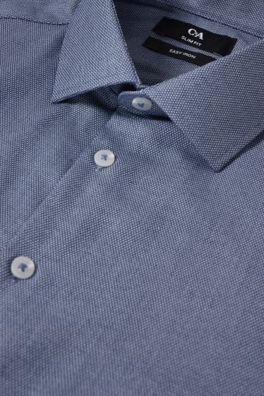 Men - Business shirt - slim fit - kent collar - cutaway - easy-iron - blue