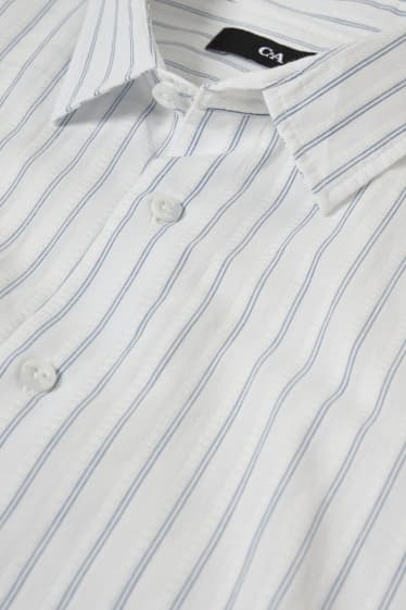 Pánské - Košile - regular fit - kent - pruhovaná - krémově bílá