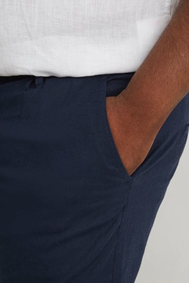 Uomo - Pantaloni chino - tapered fit - misto lino - blu scuro