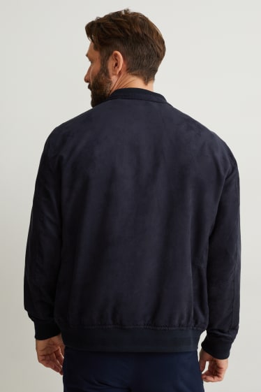 Men - Bomber jacket - faux leather - dark blue