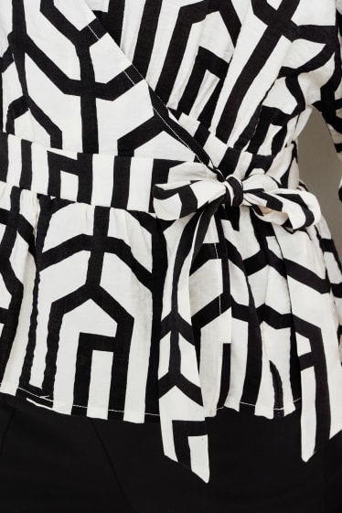 Women - Blouse - patterned - black / white