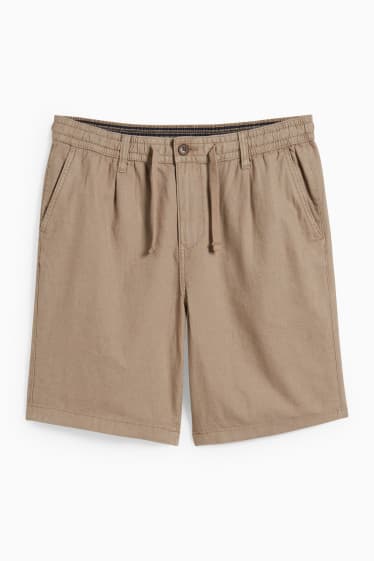 Hombre - Shorts - mezcla de lino - marrón claro