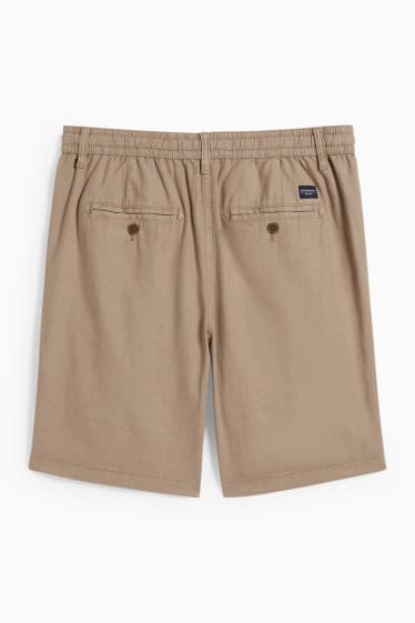 Hombre - Shorts - mezcla de lino - marrón claro