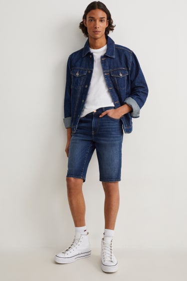 Men - Denim shorts - denim-dark blue