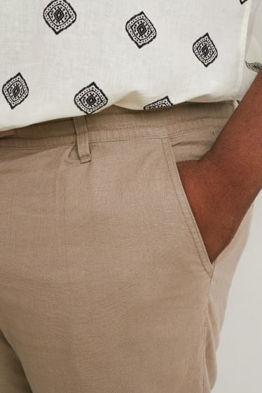 Men - Chinos - tapered fit - linen blend - light brown