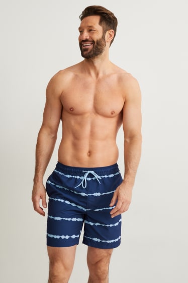 Herren - Badeshorts - gestreift - blau  / dunkelblau