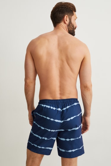 Herren - Badeshorts - gestreift - blau  / dunkelblau