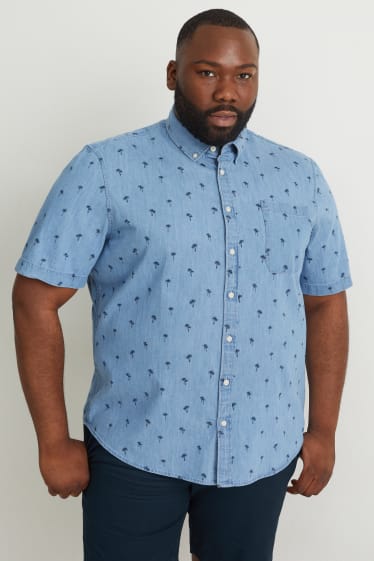 Hommes - Chemise en jean - regular fit - col button-down - bleu