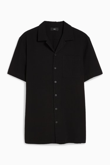 Hombre - Camisa - regular fit - cuello solapa - negro