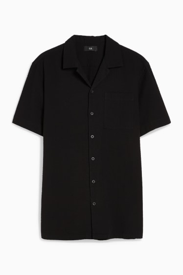 Hommes - Chemise - regular fit - col à revers - noir