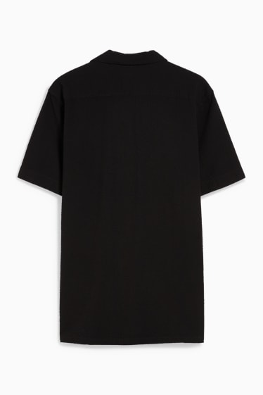 Heren - Overhemd - regular fit - reverskraag - zwart