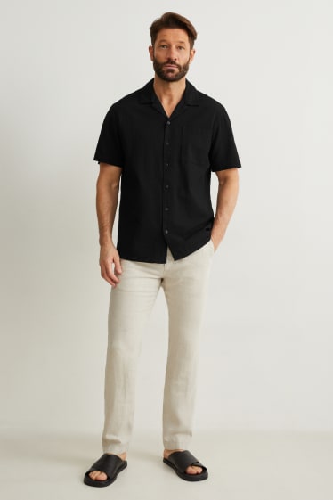 Hombre - Camisa - regular fit - cuello solapa - negro