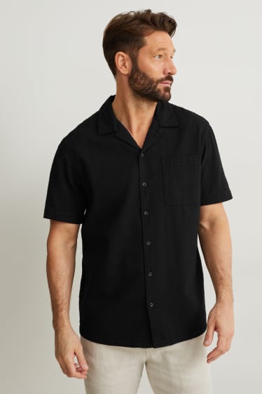 Hombre - Camisa - regular fit - cuello solapa - negro