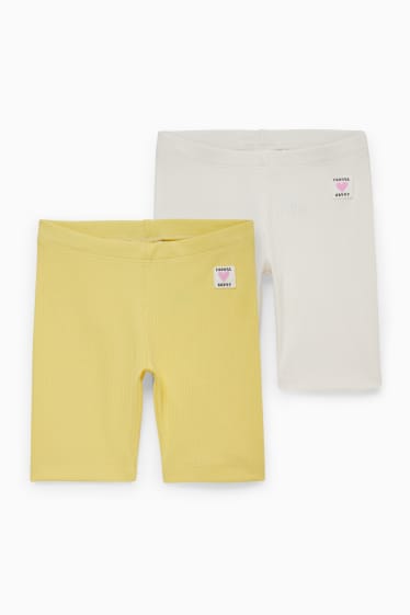 Kinderen: meisjes - Set van 2 - fietsbroek - crème wit