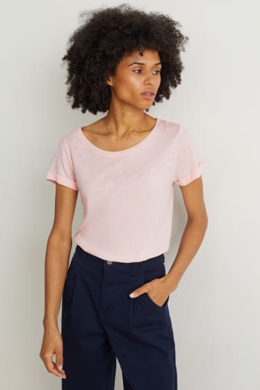 Damen - Basic-T-Shirt - rosa