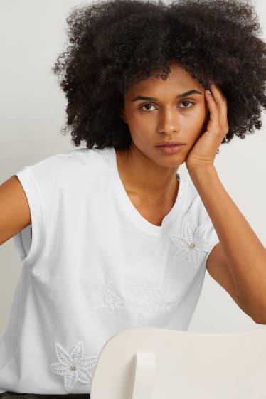 Femmes - T-shirt - blanc crème