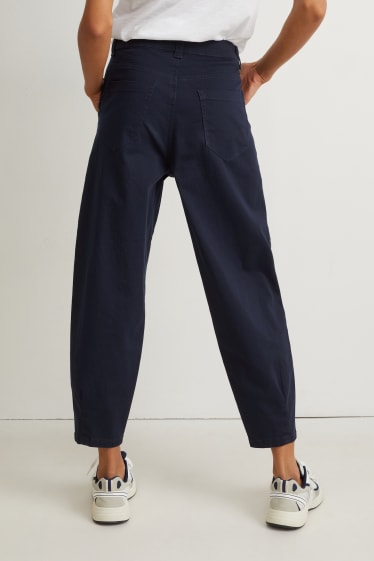 Dames - Broek - mid waist - tapered fit - donkerblauw