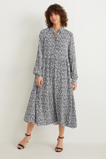 Women - Shirt dress - floral - black / white