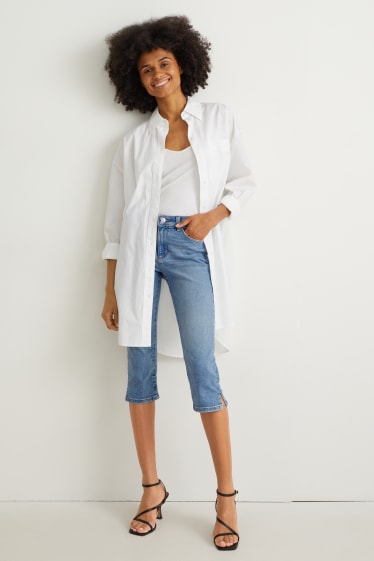 Women - Capri jeans - mid-rise waist - slim fit - denim-light blue