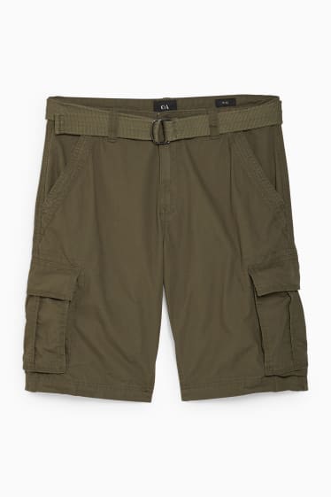 Uomo - Shorts cargo con cintura - kaki