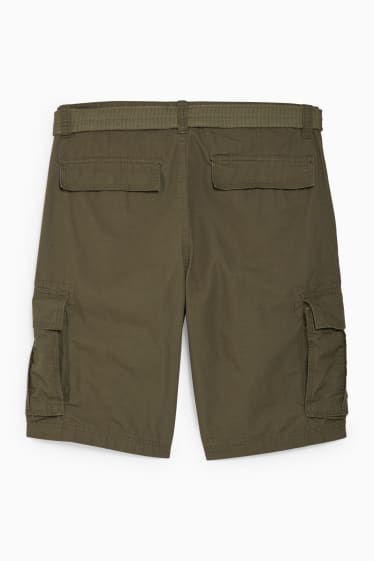 Men - Cargo shorts with belt - khaki