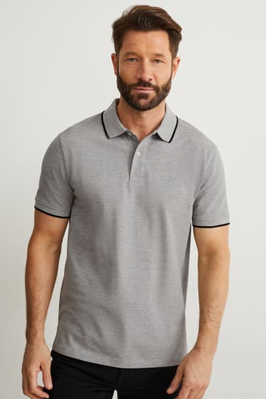 Herren - Poloshirt - grau-melange