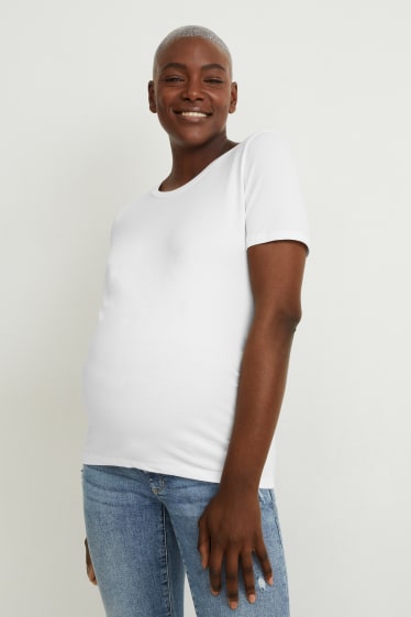 Dames - Set van 2 - zwangerschaps-T-shirt - zuiver wit