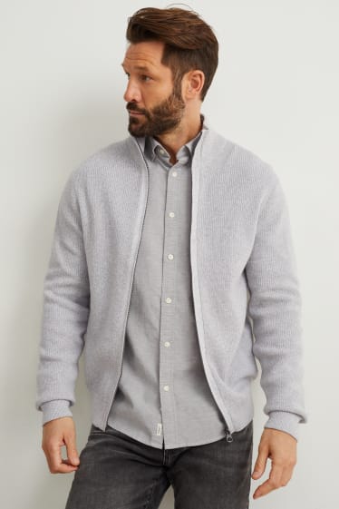 Herren - Strickjacke - hellgrau-melange