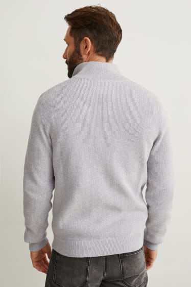 Herren - Strickjacke - hellgrau-melange