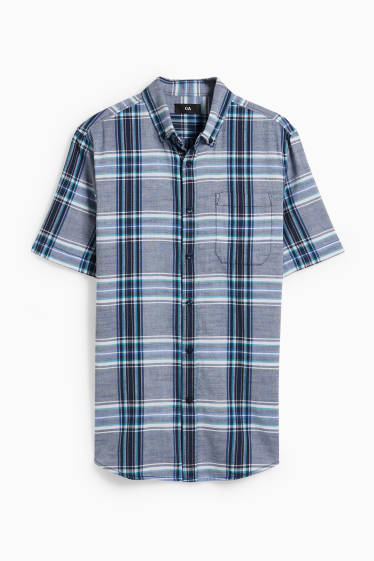 Men - Shirt - regular fit - button-down collar - check - blue