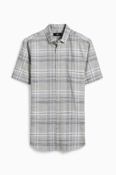 Heren - Overhemd - regular fit - button down - geruit - lichtgroen