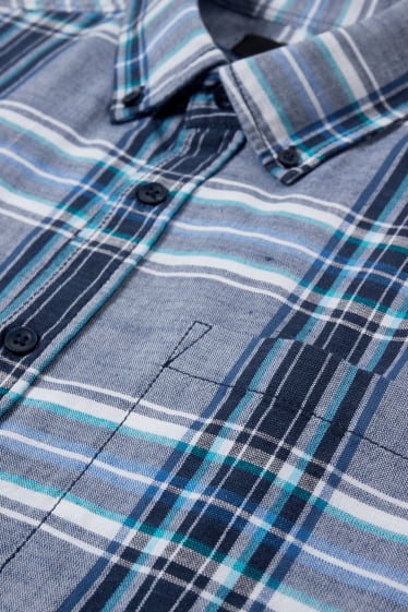 Pánské - Košile - regular fit - button-down - kostkovaná - modrá