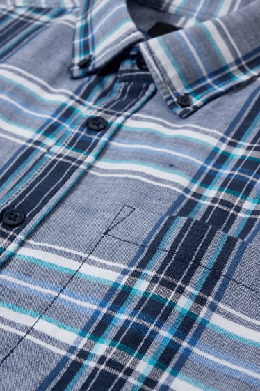 Uomo - Camicia - regular fit - button down - a quadretti - blu