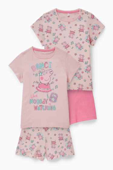 Bambini - Confezione da 2 - Peppa Pig - pigiama corto - 4 pezzi - rosa