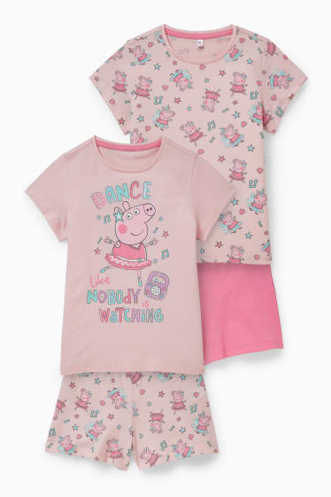 Enfants filles - Lot de 2 - Peppa Pig - pyjashort - 4 pièces - rose