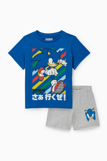 Kinderen: jongens - Sonic - shortama - 2-delig - donkerblauw