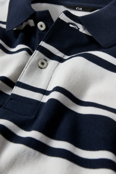 Heren - Poloshirt - gestreept - donkerblauw / wit