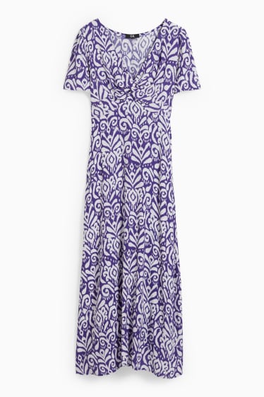 Femmes - Robe empire avec nœud - à motif - violet