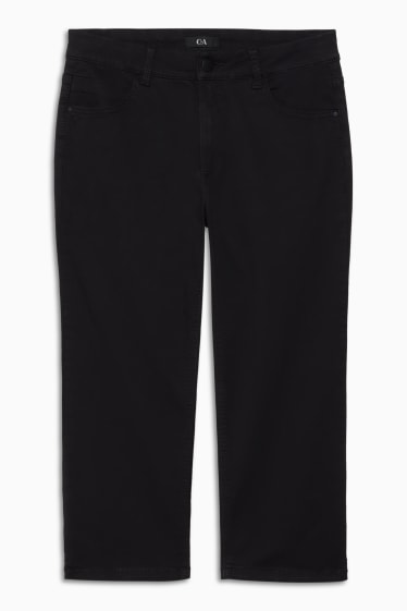 Women - Capri trousers - mid-rise waist - regular fit - black