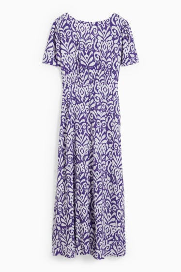 Femmes - Robe empire avec nœud - à motif - violet