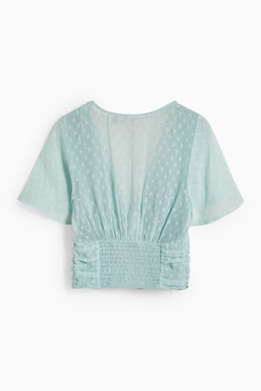 Dames - CLOCKHOUSE - korte blouse - mintgroen