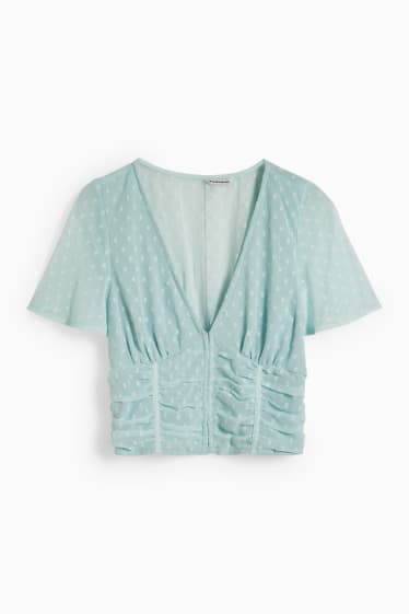 Dames - CLOCKHOUSE - korte blouse - mintgroen