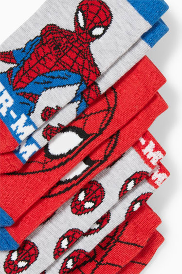 Niños - Pack de 4 - Spider-Man - calcetines tobilleros con motivo - rojo