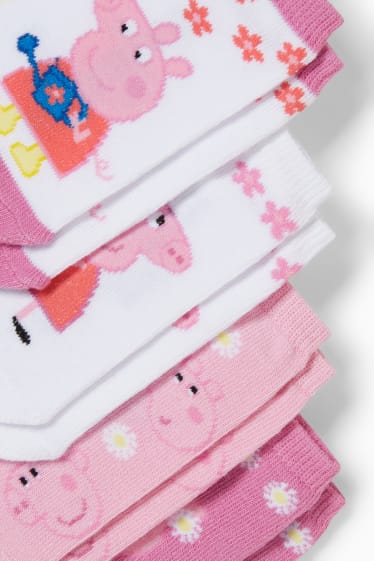 Enfants - Lot de 4 paires - Peppa Pig - chaussettes de sport à motif - rose foncé