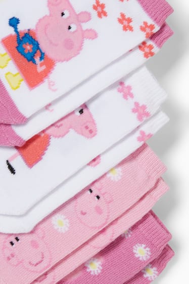 Kinderen: meisjes - Set van 4 paar - Peppa Pig - sneakersokken met motief - donker rose